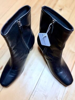 Aerosoles Black Mid-Calf Boots Block Heel Zip Comfort Boots Size 6.5 NWT